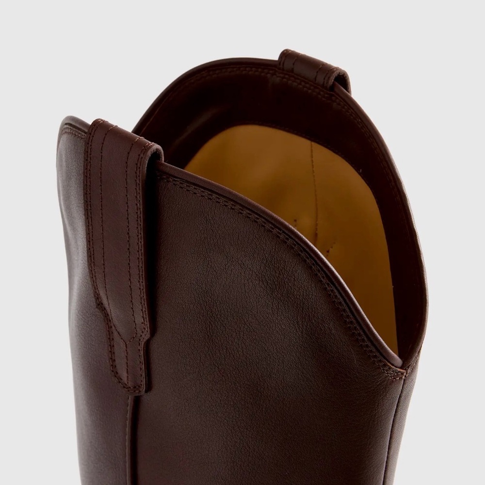 Quince Italian Leather Tall Western Boot in Espresso brown Size 8 - Picture 7 of 10